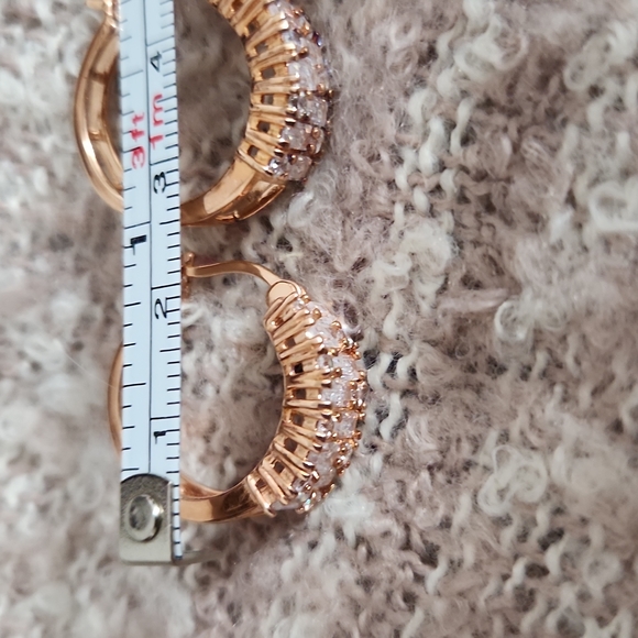 NWT 14K gold (rose) over sterling CZ small hoop earrings - stunning 😍 - Picture 9 of 10